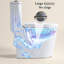 Toilette en porcelaine blanche à double chasse - 23 po compacte pour les petites salles de bain, chasse silencieuse, grande baignoire facile à nettoyer, siège blanc, chasse d'eau, siège silencieux et fermé,