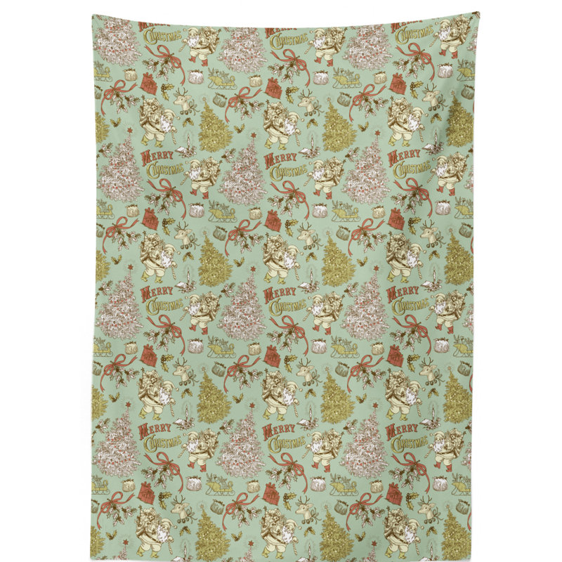 Floral Christmas Tablecloth, 70" L x 52" W