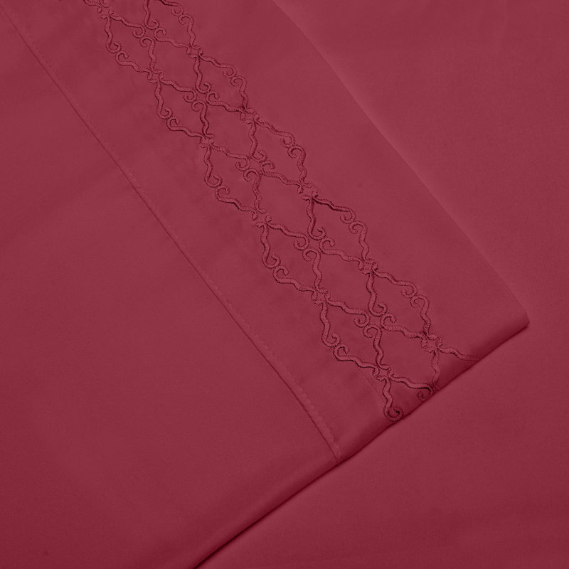 Chamberlain London Microfiber Sheet Set, King Sheet Set with Fitted Sheet and 1 Pillowcases, Burgundy