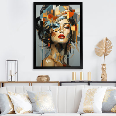 Glam Harmonious Cubist Woman Portrait I - Fashion Canvas Print