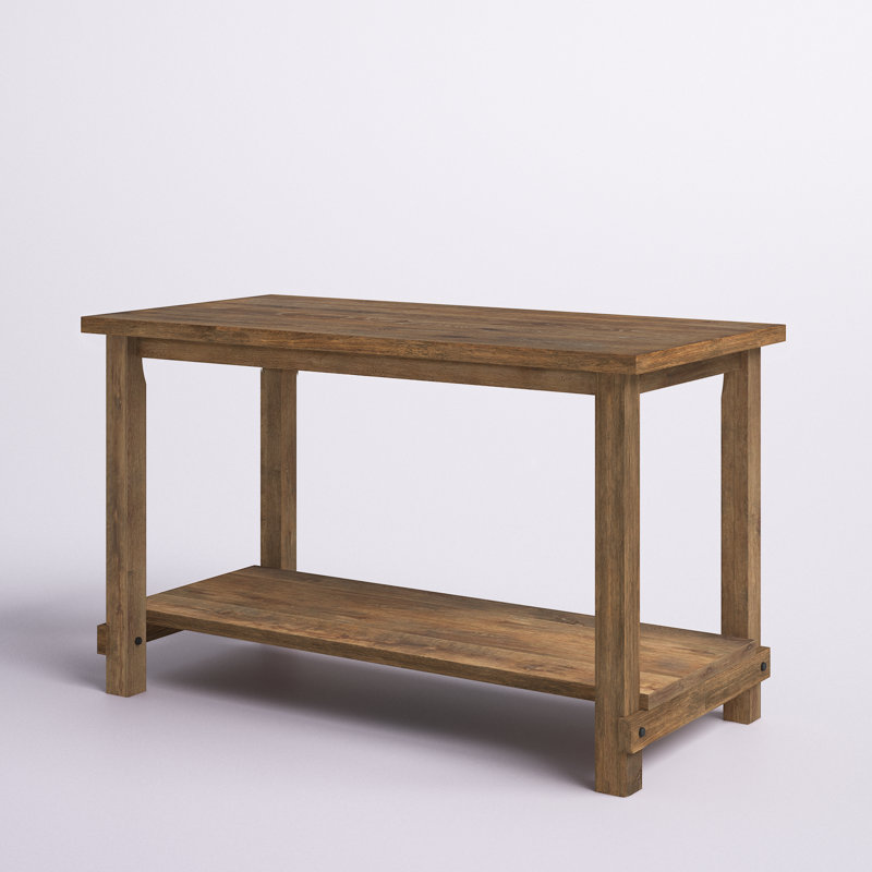 Haigh 1-Shelf Counter Height Table,Weathered Counter Height Table with Bottom Shelf, Weathered Oak