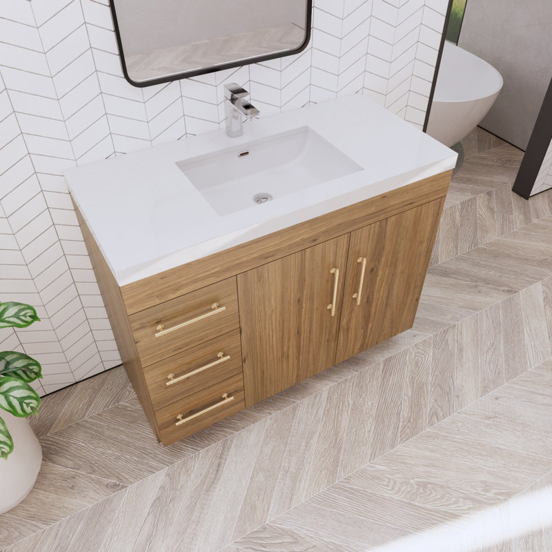 Meuble-lavabo simple l 42 po Spring, Chêne naturel