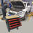 4 DRAWERS MULTIFUNCTIONAL TOOL CART WITH WHEELS AND WOODEN TOP