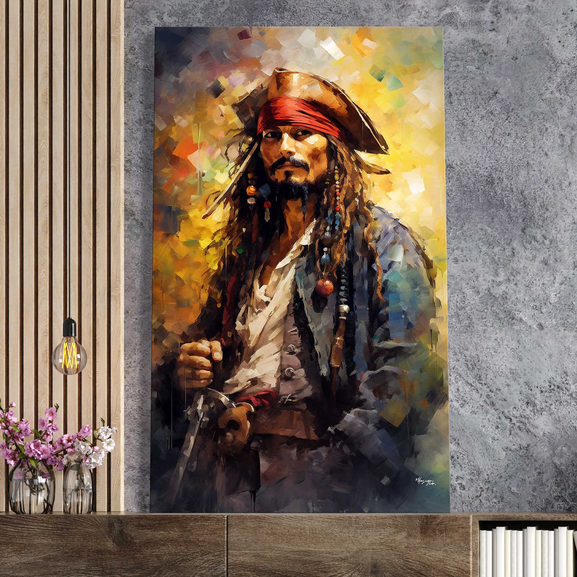 Johnny Depp As Captain Jack Sparrow Red Barrel Studio Size: 40 H x 24 W x 1.5 D