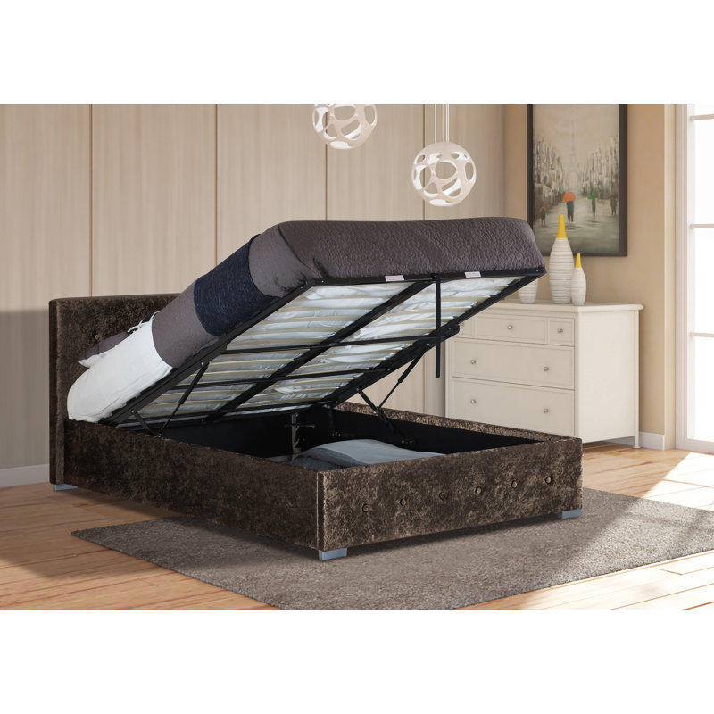 Dodge Upholstered Ottoman Storage Bed, Brown, Double (4'6)