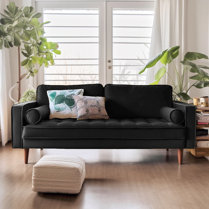 Winder 70'' Velvet Sofa, Black Velvet