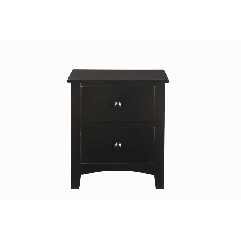 Table de chevet moderne en bois et bois aggloméré 2 pièces, Noir