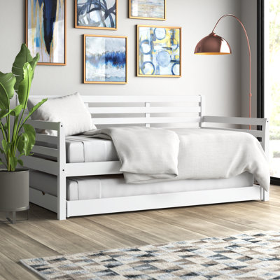 Lit de jour en bois Alexz avec lit gigogne escamotable, matelas non inclus