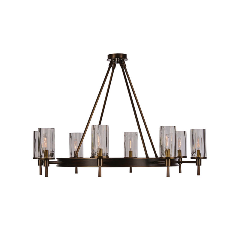 8 - Light Chandelier, Natural Bronze/Dark Mahogany, Clear, 24" H x 40" W x 40" D