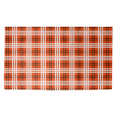Tissu écossais fait à la main orange/noir/blanc Tapis décoratif