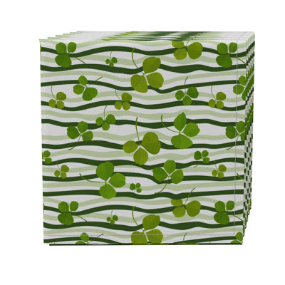 Fabric Textile Products, Inc. Napkin Set Of 4, 100% Cotton, 20X20", Shamrock Stripe Design