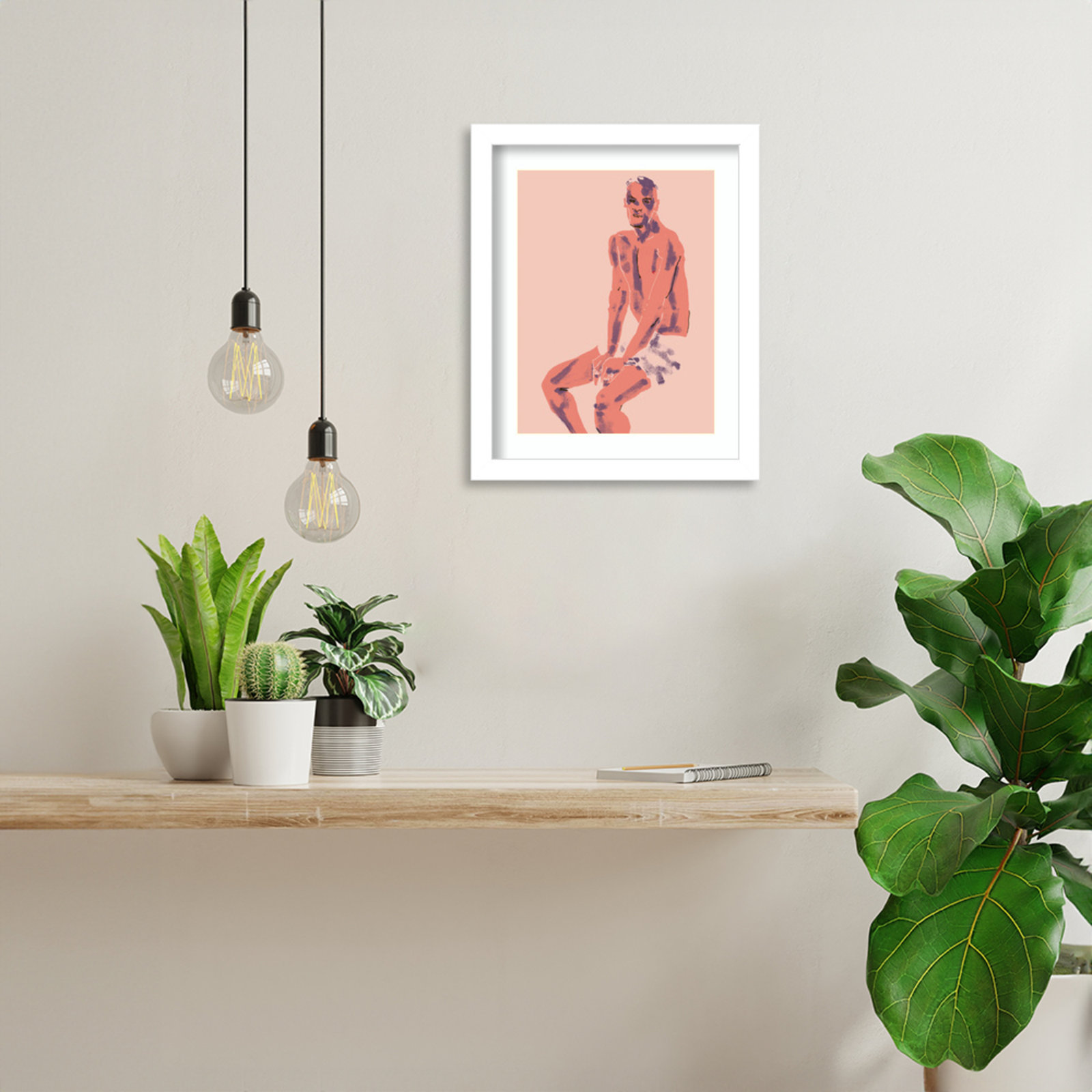 Olender "A Man Posing" Print, White, 13" H x 11" W