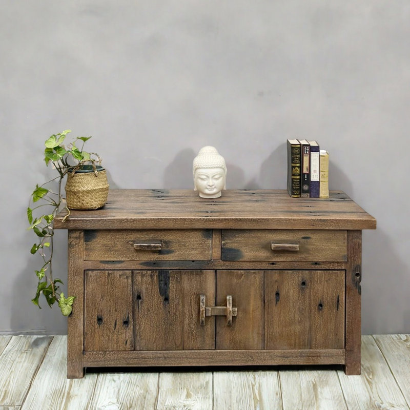 Armoire d'entrée en bois massif de style Wabi-Sabi