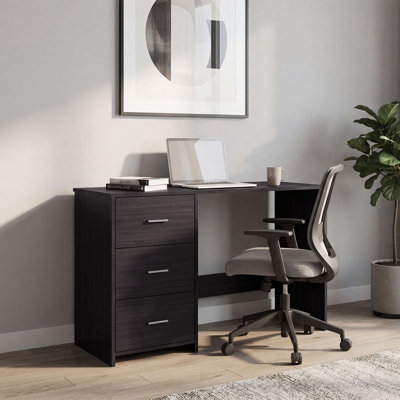 Bureau d'écriture classique 3 tiroirs de 48 pouces de large, wengé noir