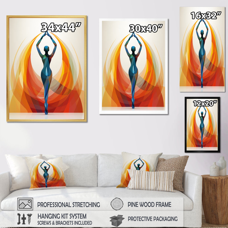 «Orange Black Yoga Harmony II», reproduction sur toile encadrée, H 40 po x l 30 po x P 1,5 po, Noir