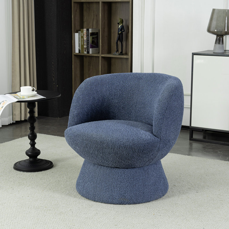 Fauteuil demi-tonneau pivotant de 28,5 po Joclyn, Polyester bleu