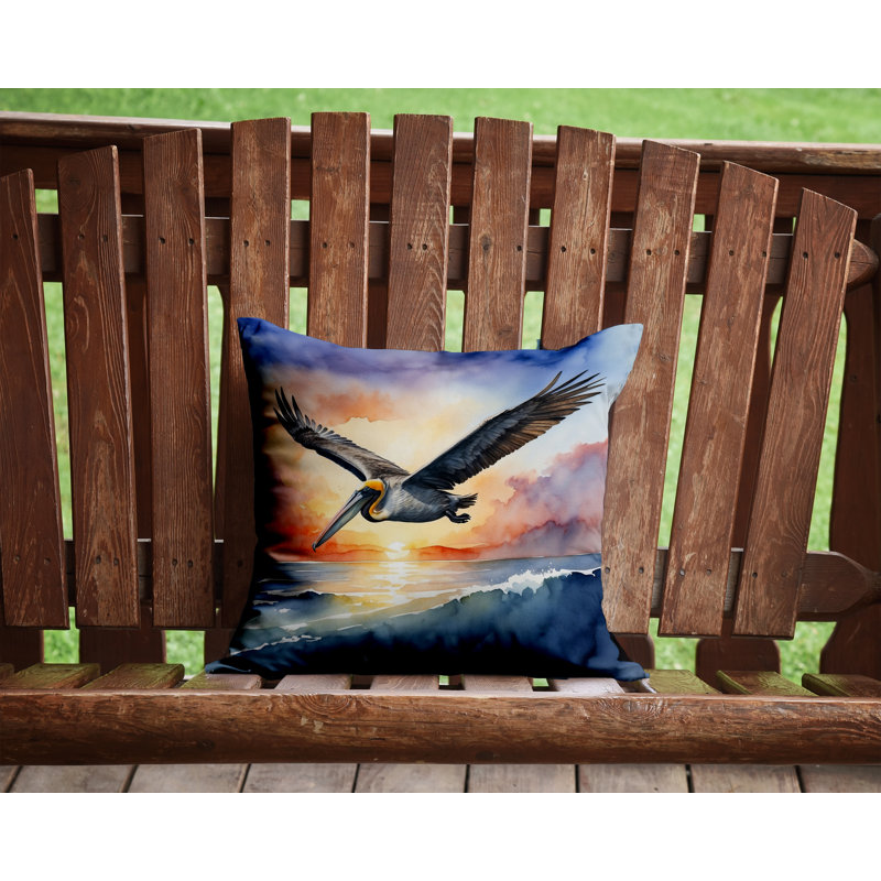 Coussin Pelican Fyling at Sunrise, Carré 14 po