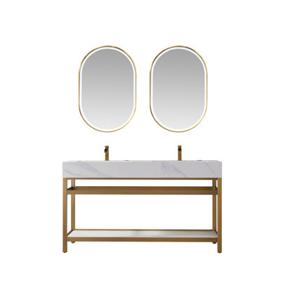 60" Double Bathroom Vanity Set with Mirror
