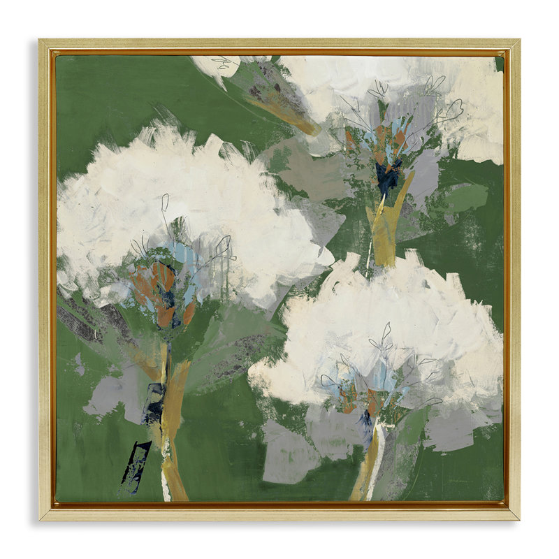 «Abstract Flower Buds» par Liz Jardine, Cadre flottant métallique doré, H 25 po x l 25 po
