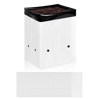 iPower 50-Pack Black and White Grow Bags Panda Film Containers for Plants, Seedling and Rooting, Square Shape