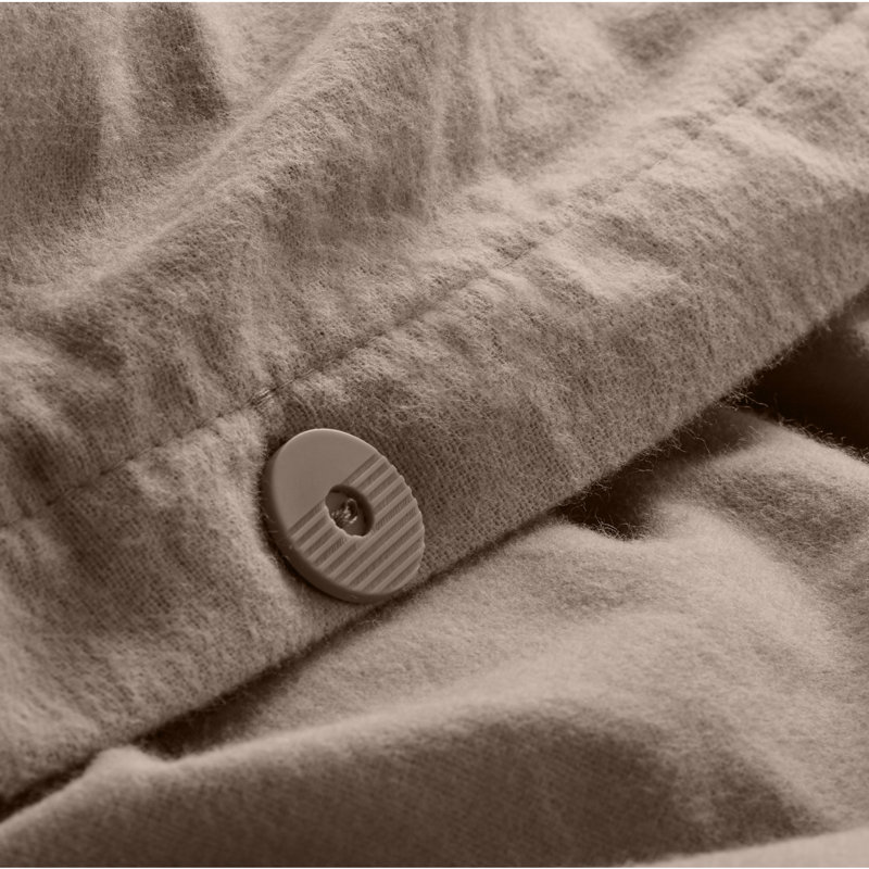 100% Cotton Flannel Duvet Cover Set, Queen Duvet Cover + 2 Standard Shams, Taupe