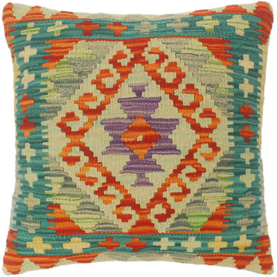 Rustic Turkish Satsuko Hand Woven Kilim Pillow