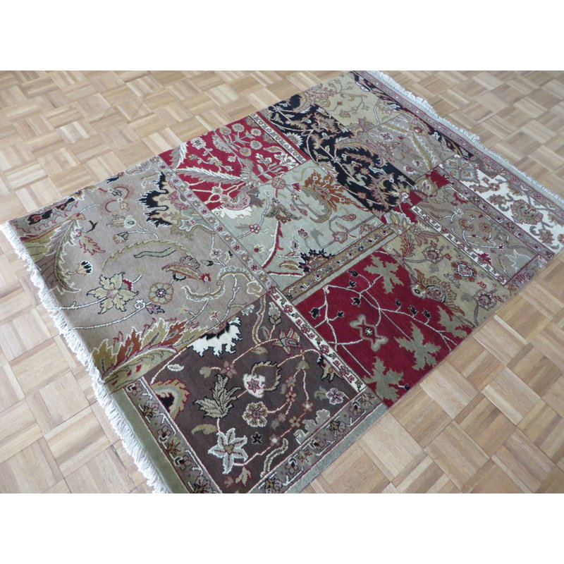 Tapis de la surface en laine 5 pi x 6 pi 11 po one-of-kind noué la brown Bearfield