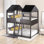 Lit double superposé au-dessus avec toit et garde-corps - offre un espace de couchage sécuritaire idéal pour la décoration de la chambre à coucher