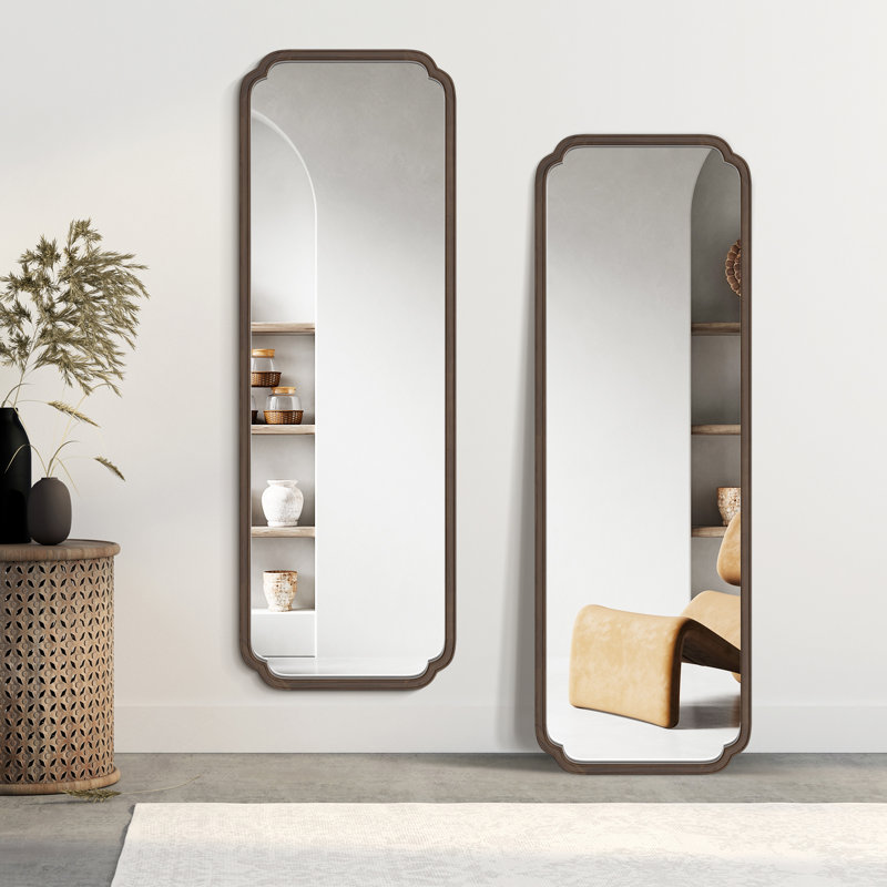 Solid Wood Rectangle Mirror, 65" x 22", Walnut