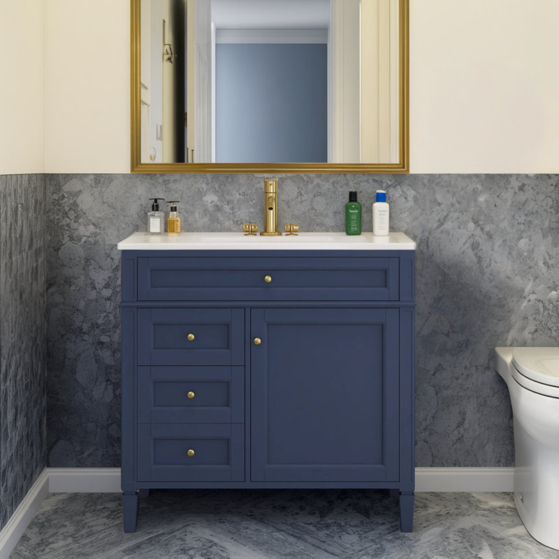 This Single Sink Bathroom Vanity With Overhead Sink Is Paired With A Modern Storage Cabinet With 2 Regular Drawers And 1 Pull-Out Drawer, Which Makes Efficient Use Of Space And Cleverly Combines Practicality And Beauty.