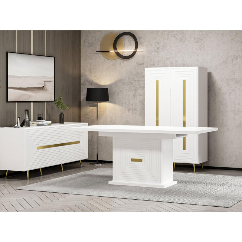 Ferro Beech Dining Table, White