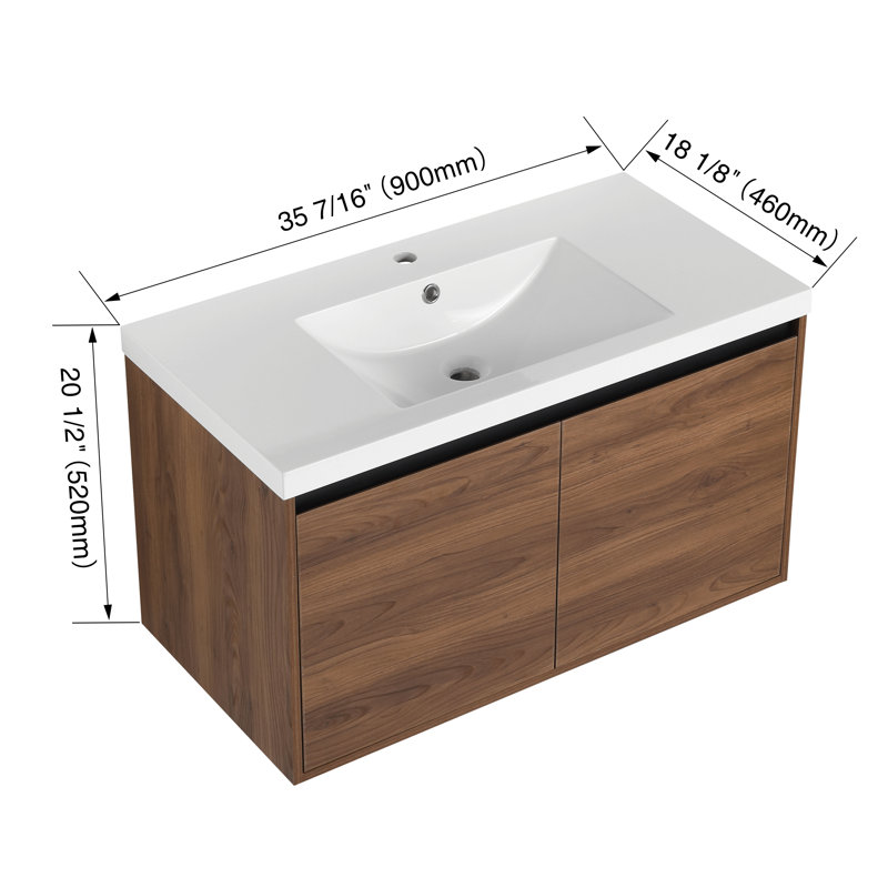 Petit meuble-lavabo tout-en-un 36 po avec lavabo et rangement, 36"