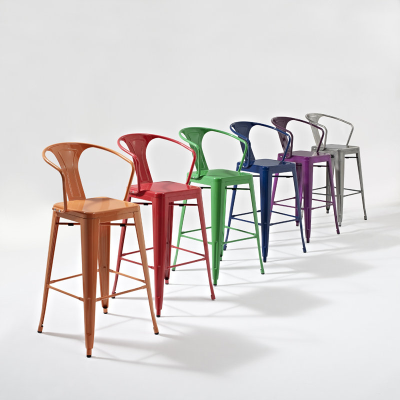Counter Stool with Metal Frame, Galvanized