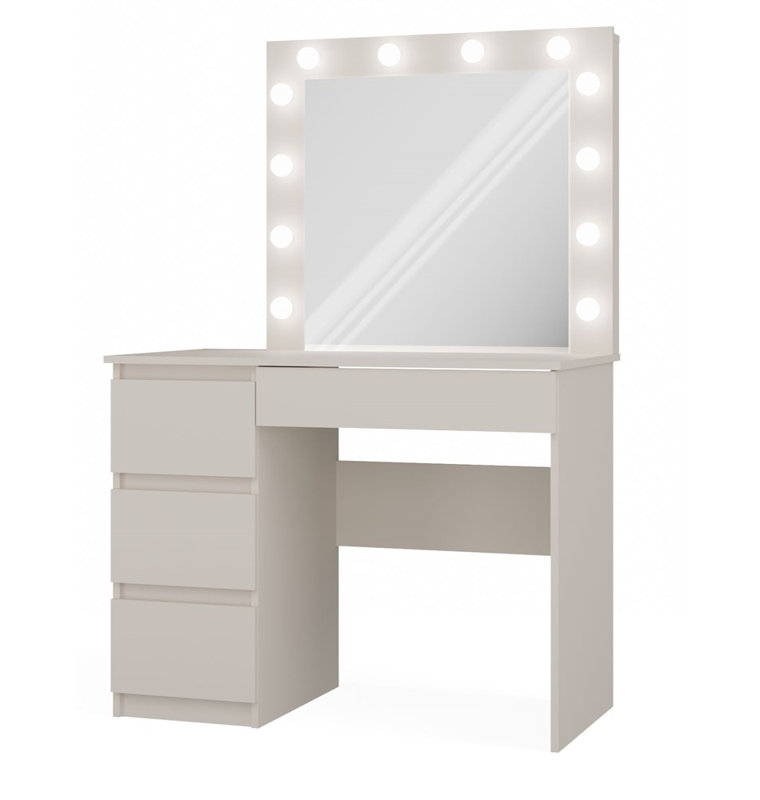 Calirose Dressing Table with Mirror, Beige