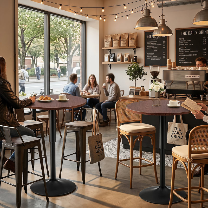 Ensemble de 2 tables de salle à manger rondes modernes de 23,6 po, tables à piédestal à base réglable pour cuisine, coin repas