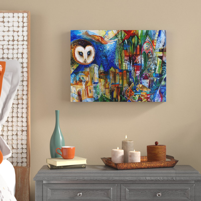 « hibou », reproduction d’impression sur toile tendue, H 18 po x l 24 po
