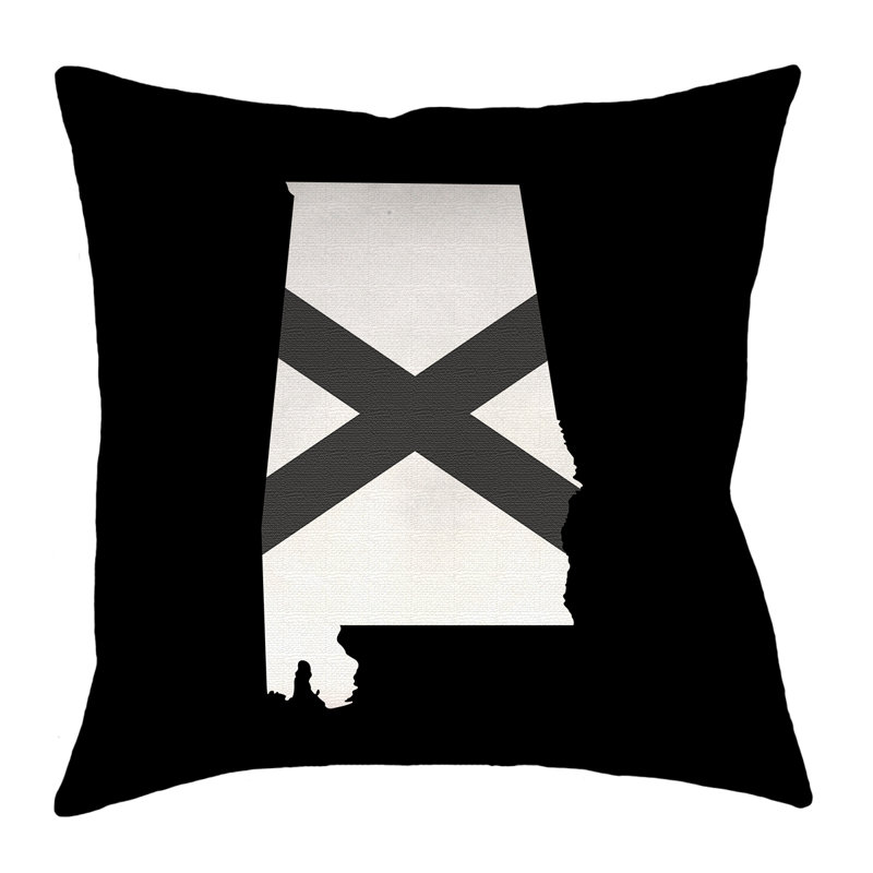 Coussins d’intérieur/d’extérieur brumit alabama flags dans, coussin décoratif/faux linge, 18 po x 18 po, Noir / Gris