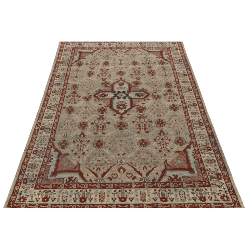 Burano Hand Knotted Wool Floral Area Rug, Rectangle 10' x 14'