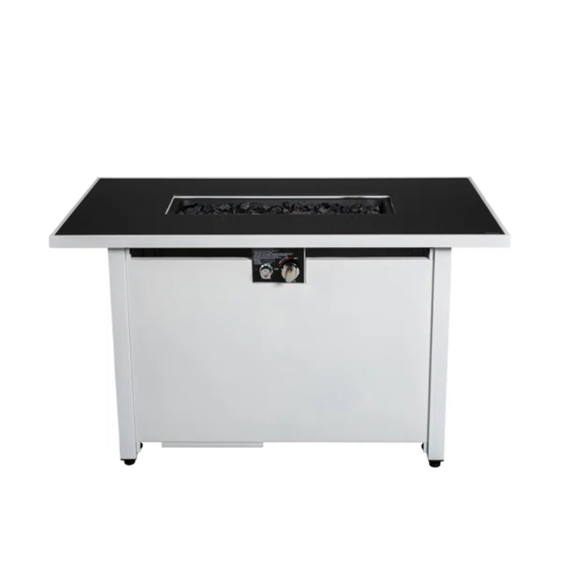 43" Rectangular Fire Pit with Smoked Glass and Metal Frame