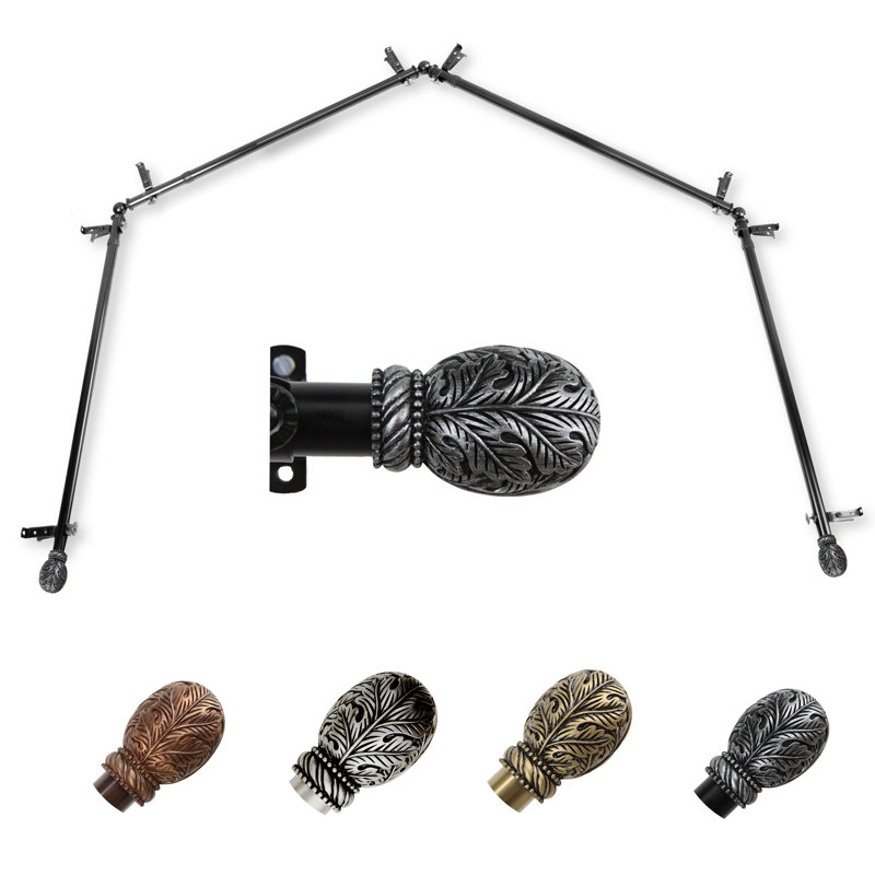 Tringle à rideaux simple réglable 0,81 po Miah, Noir, 28 po à 48 po (chaque côté)