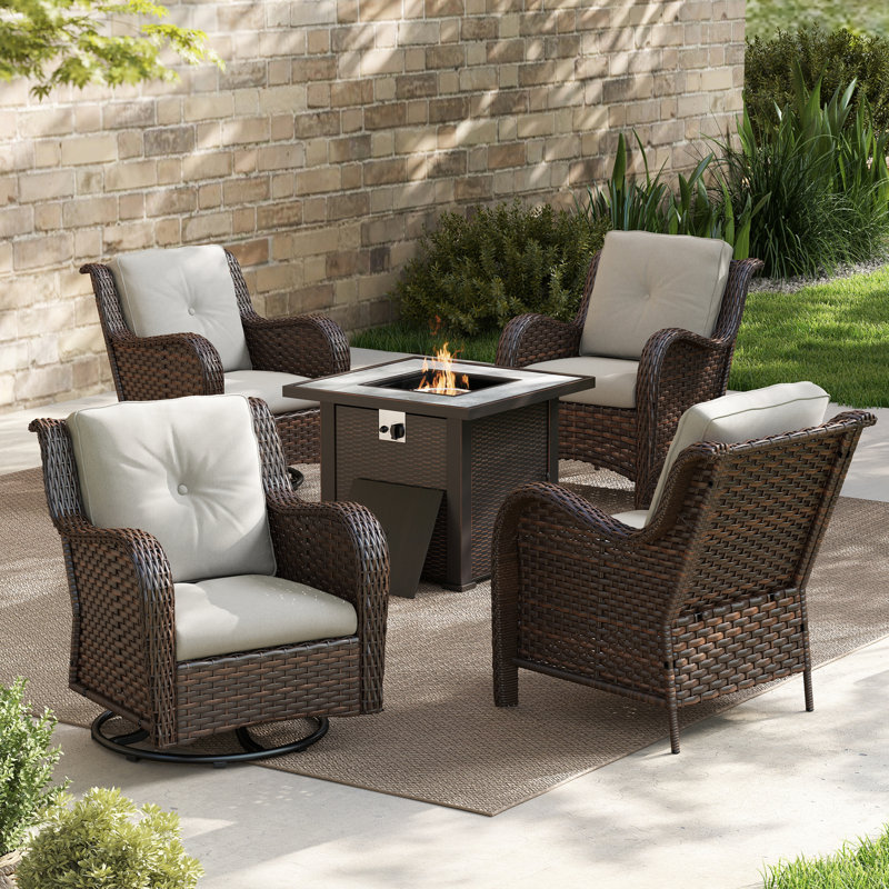 Rian Premium All-Weather Wicker 4 - Person Patio Conversation Set with Cushions