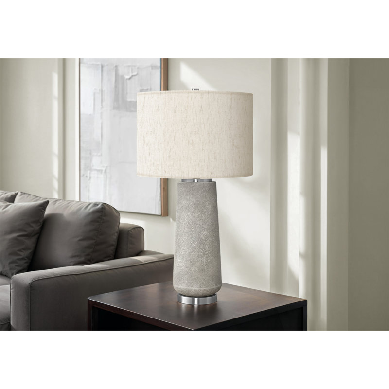 Lighting, 29 po, lampe de table, résine grise, abat-jour ivoire / crème, moderne