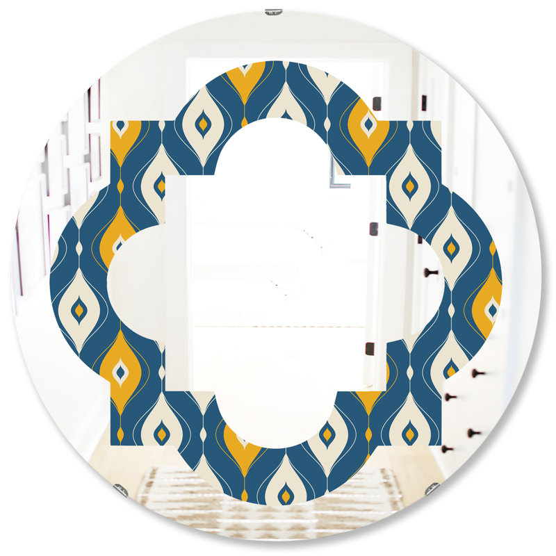Miroir mural sans cadre abstrait et moderne à motif abstrait quadrilobe II, H 31,5 po x l po