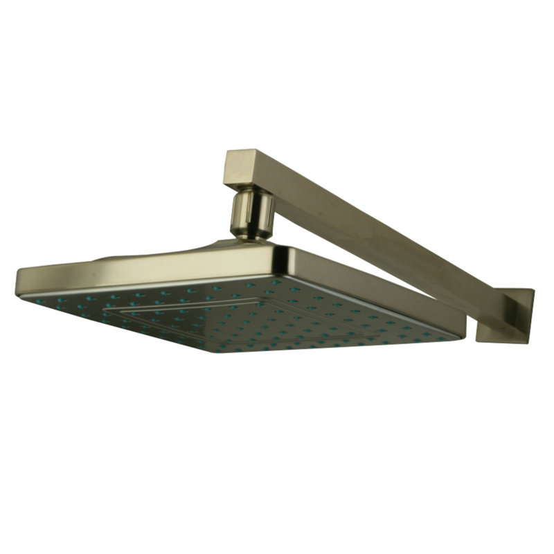 Kingston Brass Shower Scape 8-Inch Square Raindrop ABS Shower Head with 15-3/4-Inch Shower Arm, Brass