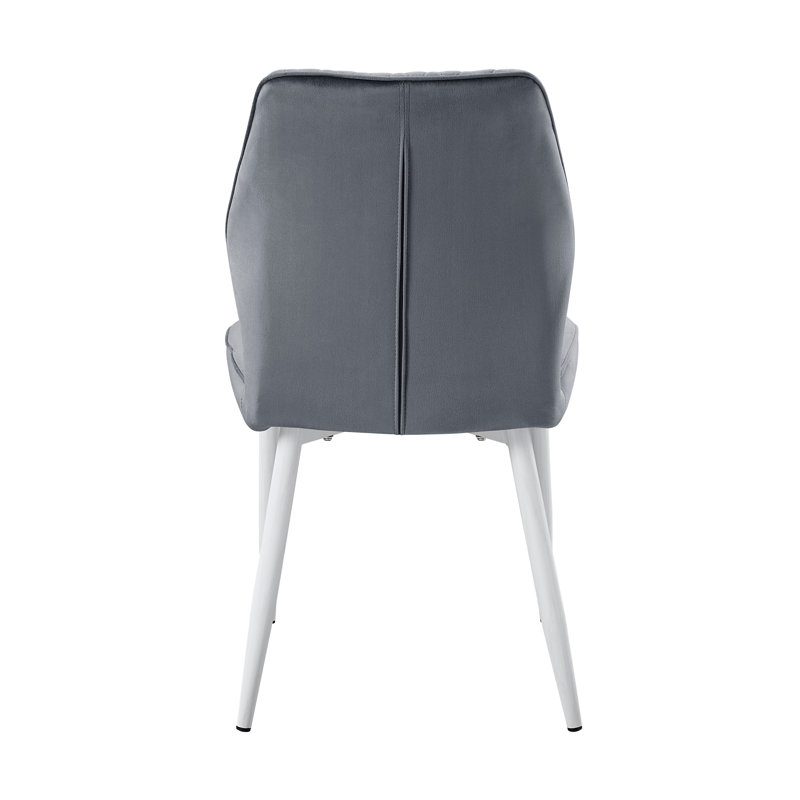 Ensemble de 2 chaises de salle à manger modernes en velours avec pieds en métal blanc pour des espaces de salle à manger élégants