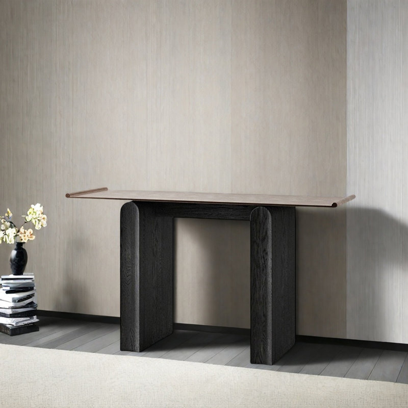Table d'entrée Mid-Century, H 33,5 po x l 51,2 po x P 16,1 po, Noir
