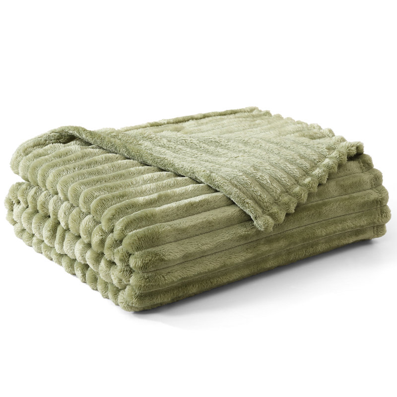 Jeté pour canapé, lit, canapé - couverture ultra douce et légère à rayures 280 g / m², couverture jacquard nervurée 3D, jets pelucheux et confortables, chaud et respirant