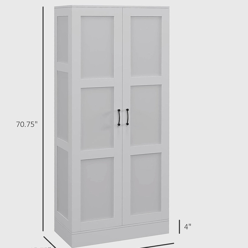Armoire de rangement de 71 po de hauteur avec tablettes mobiles, armoire de rangement de style moderne avec portes à fermeture en douceur