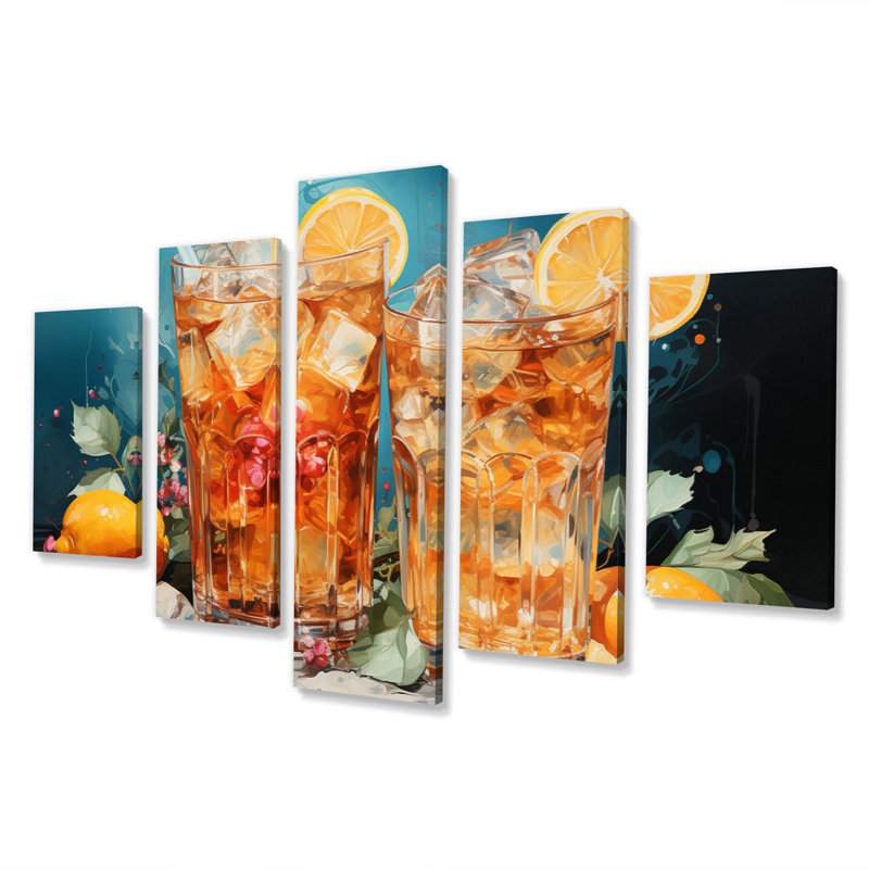  «Tropical Soda Cocktail III - Art mural sur toile nourriture et boissons - 5 panneaux