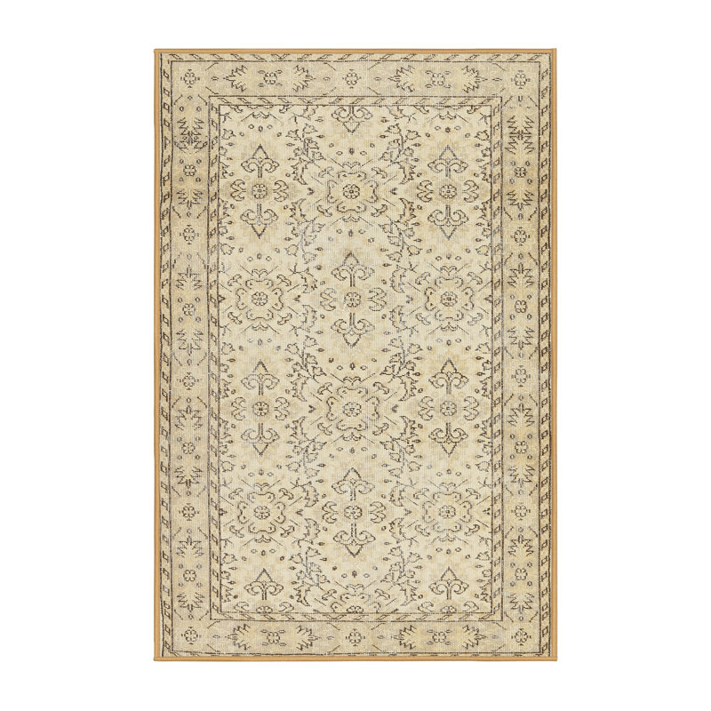 Tapis contemporain beige / olive clair, Rectangle 7 pi x 9 pi